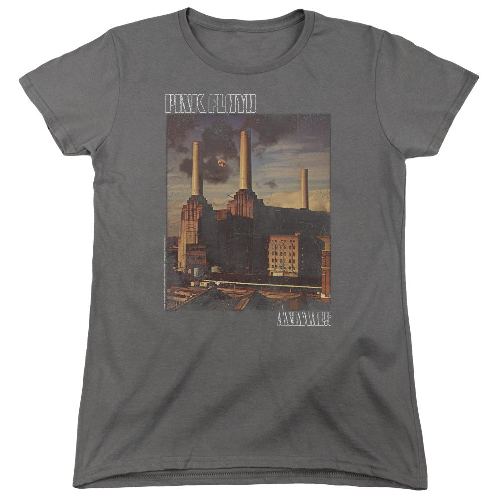 Pink Floyd Faded Animals Womens T Shirt Charcoal - POPvault