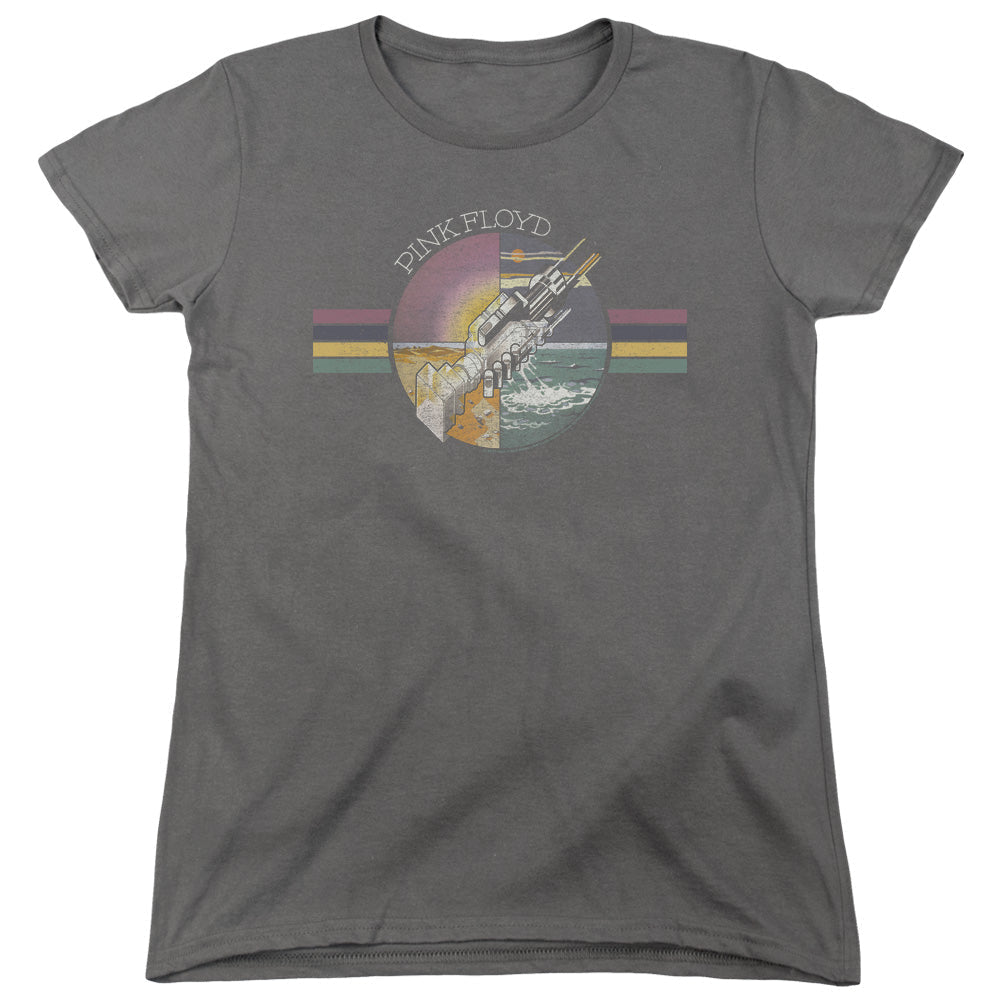 Pink Floyd Welcome To The Machine Womens T Shirt Charcoal - POPvault