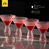 Pink Hobnail Martini Glasses - Embossed Martini Glasses - 9oz - POPvault