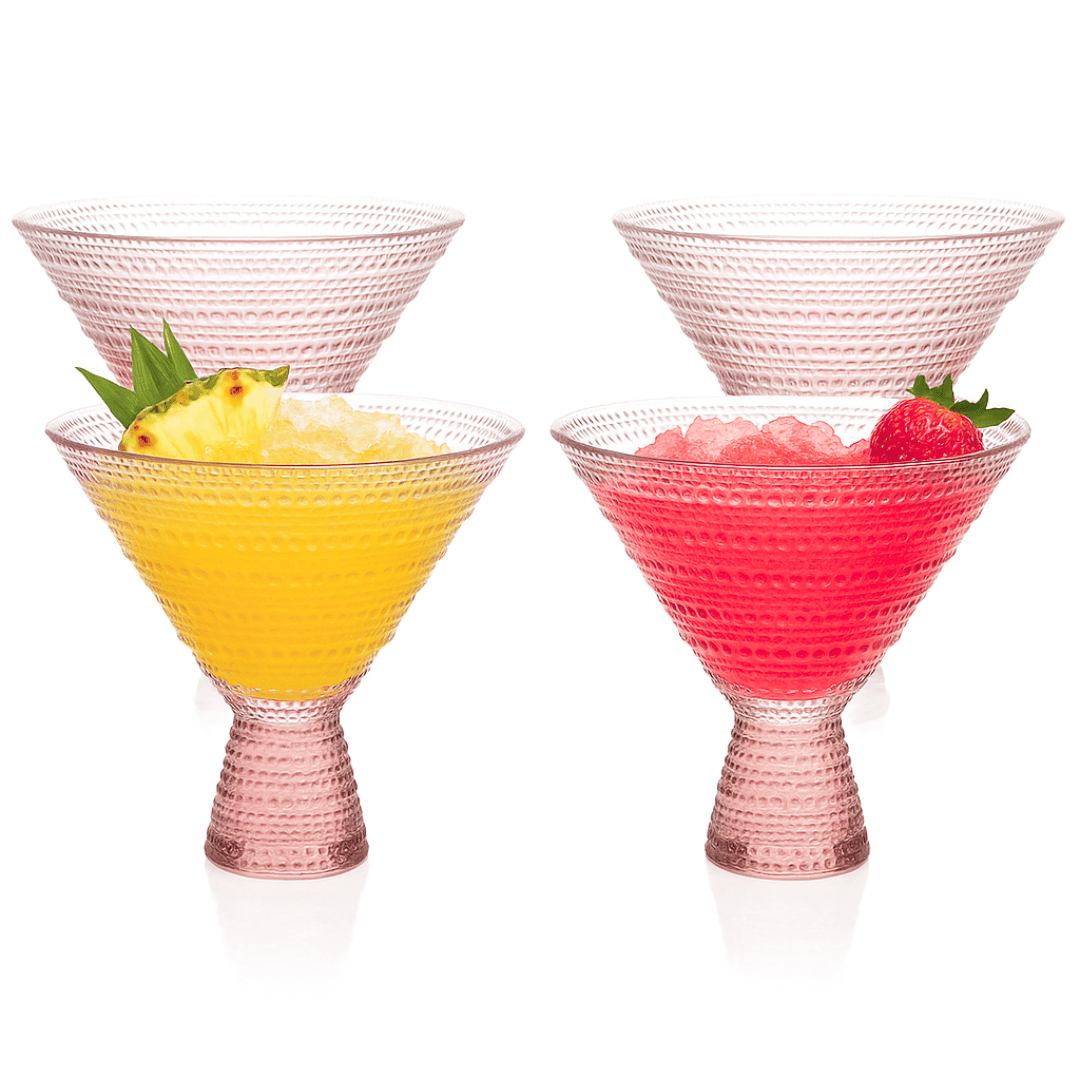 Pink Hobnail Martini Glasses - Embossed Martini Glasses - 9oz - POPvault
