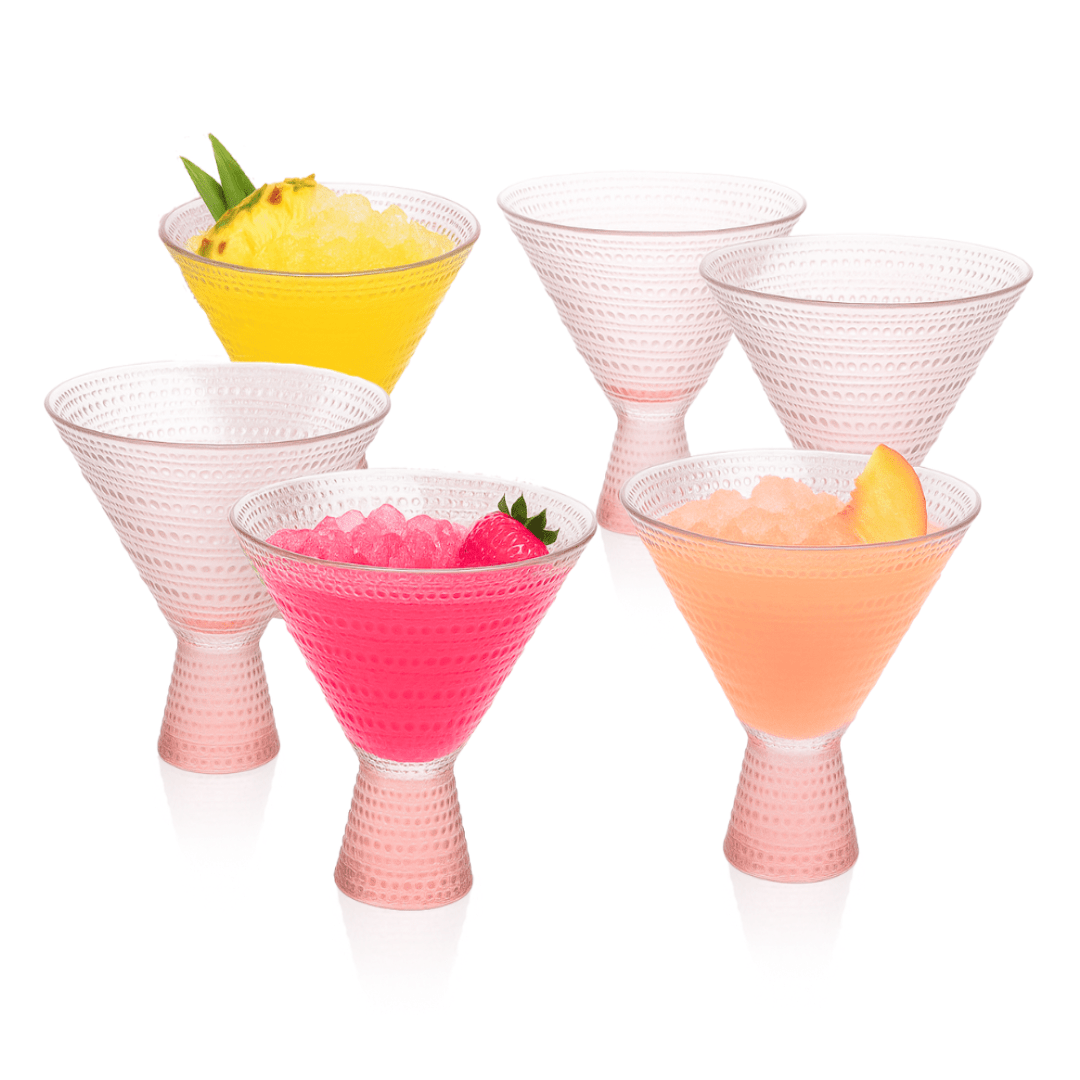 Pink Hobnail Martini Glasses - Embossed Martini Glasses - 9oz - POPvault