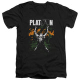 Platoon Graphic Mens Slim Fit V - Neck T Shirt Black Officially Licensed - POPvault