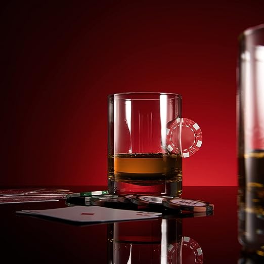 Poker Chip Embedded 20 Oz. Whiskey Glass Single - POPvault