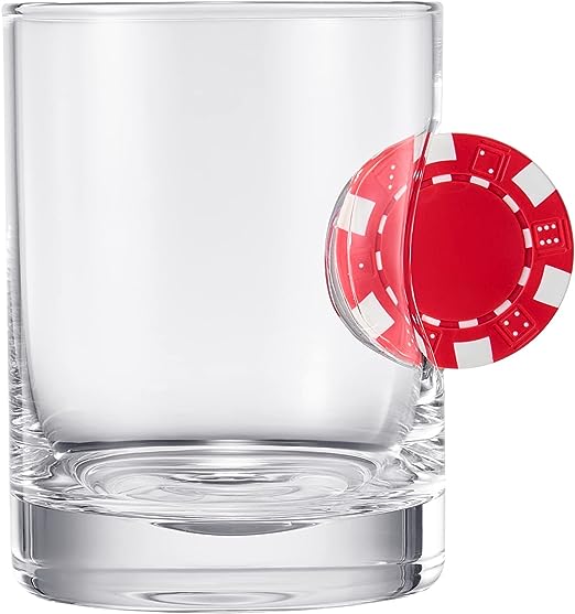 Poker Chip Embedded 20 Oz. Whiskey Glass Single - POPvault