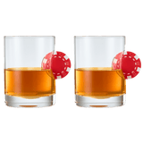 Poker Chip Embedded 20 Oz. Whiskey Glasses (Set of 2) - POPvault