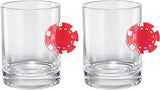 Poker Chip Embedded 20 Oz. Whiskey Glasses (Set of 2) - POPvault