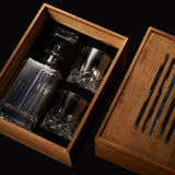 Police Tactical Blue Tattered American Flag 730 ml Whiskey Decanter Gift Set Plus 2 Whiskey Glasses - POPvault