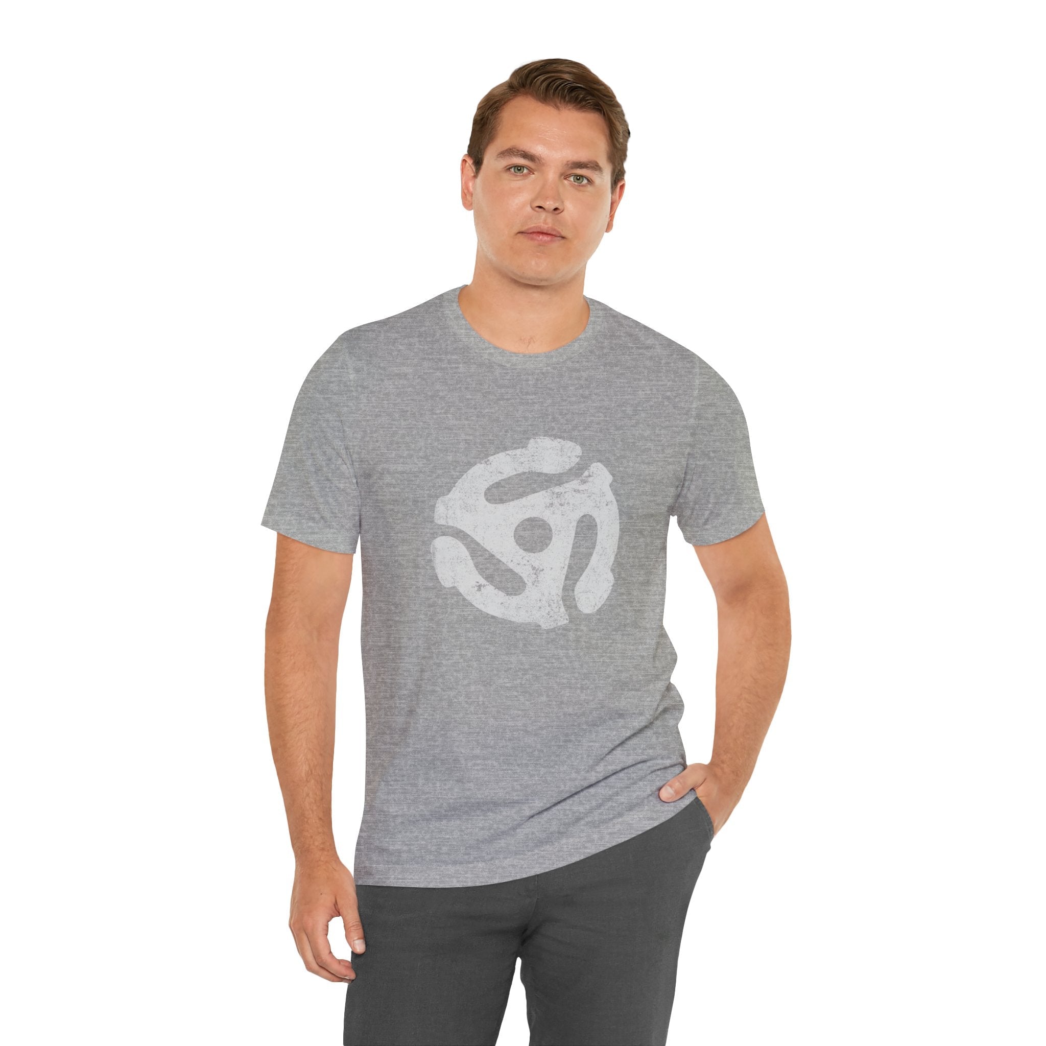 POP Culture Classics 45 RPM Vinyl Adapter Unisex Jersey Short Sleeve T-Shirt - POPvault