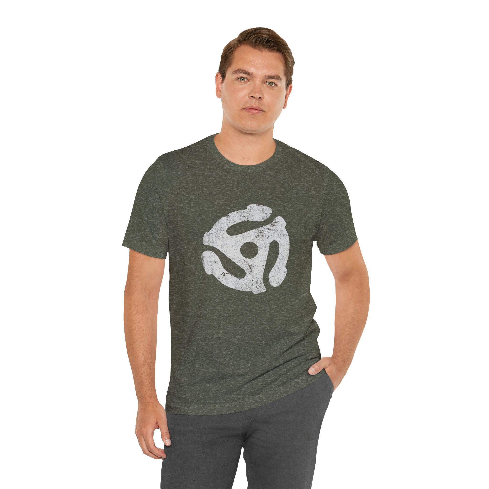 POP Culture Classics 45 RPM Vinyl Adapter Unisex Jersey Short Sleeve T-Shirt - POPvault