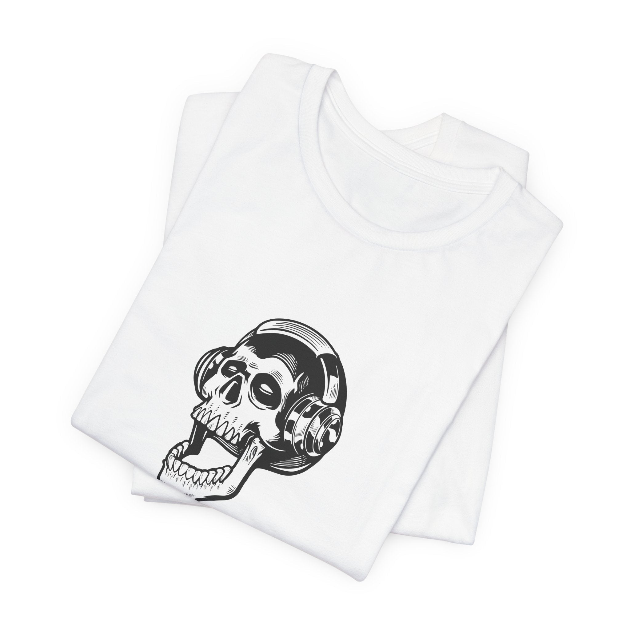POP Culture Classics Headphones Skull Unisex Jersey Short Sleeve T-Shirt - POPvault