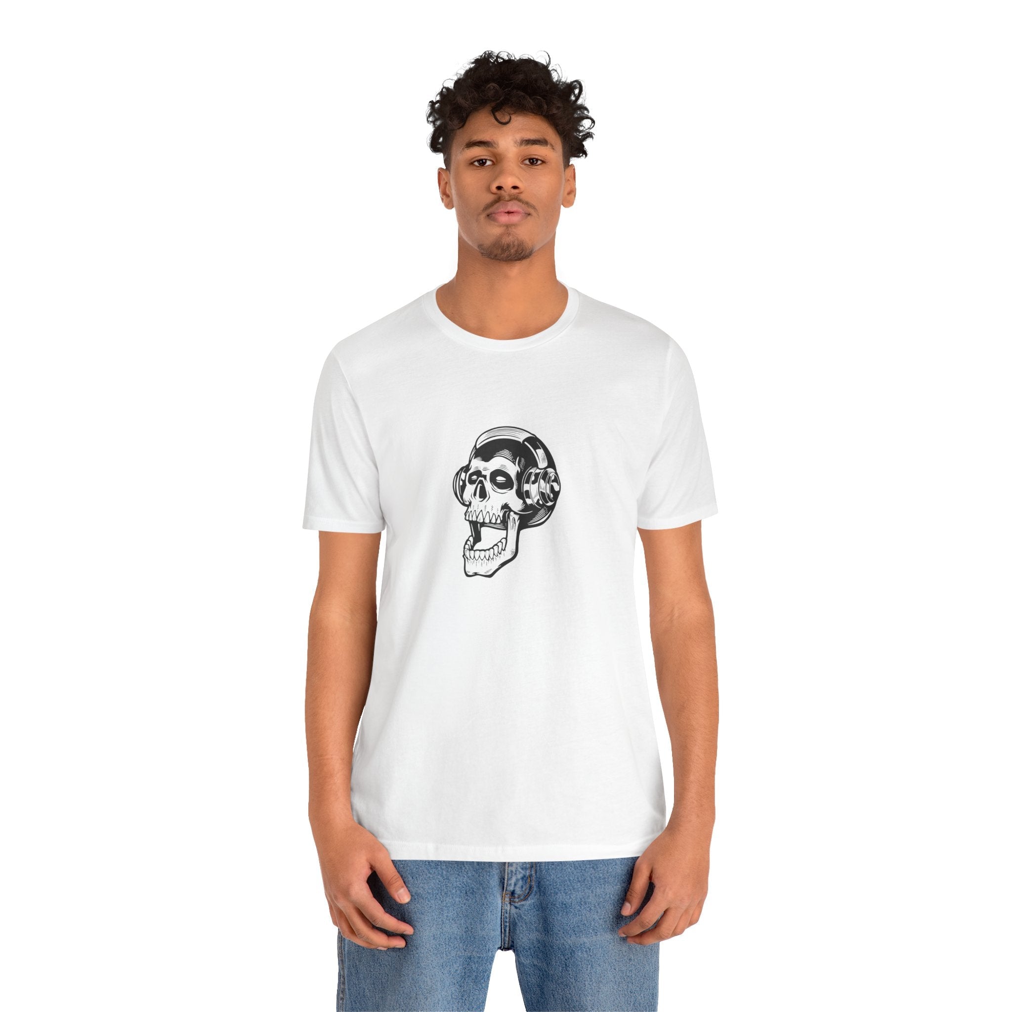 POP Culture Classics Headphones Skull Unisex Jersey Short Sleeve T-Shirt - POPvault
