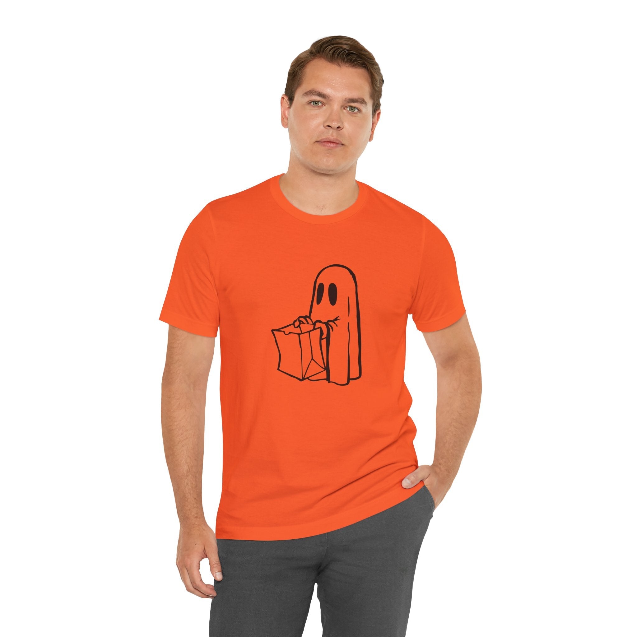 POP Culture Classics Trick or Treat Ghost Unisex Jersey Short Sleeve T-Shirt - POPvault