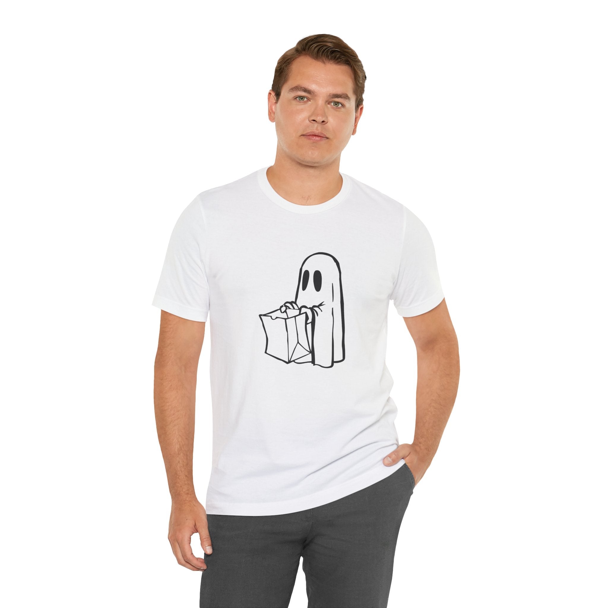 POP Culture Classics Trick or Treat Ghost Unisex Jersey Short Sleeve T-Shirt - POPvault