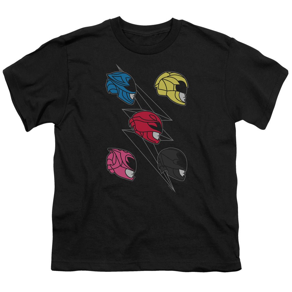 Power Rangers Line Helmets Kids Youth T Shirt Black Officially Licensed - POPvault
