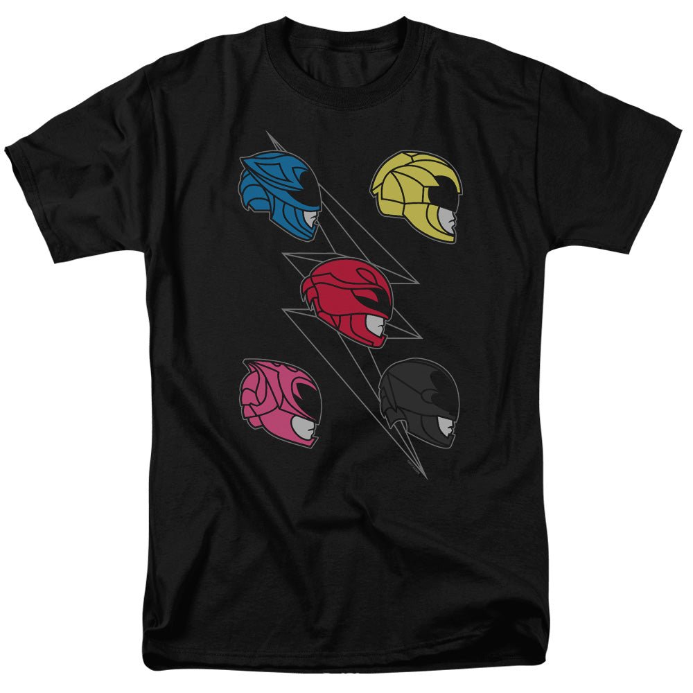Power Rangers Line Helmets Mens T Shirt Black Officially Licensed - POPvault