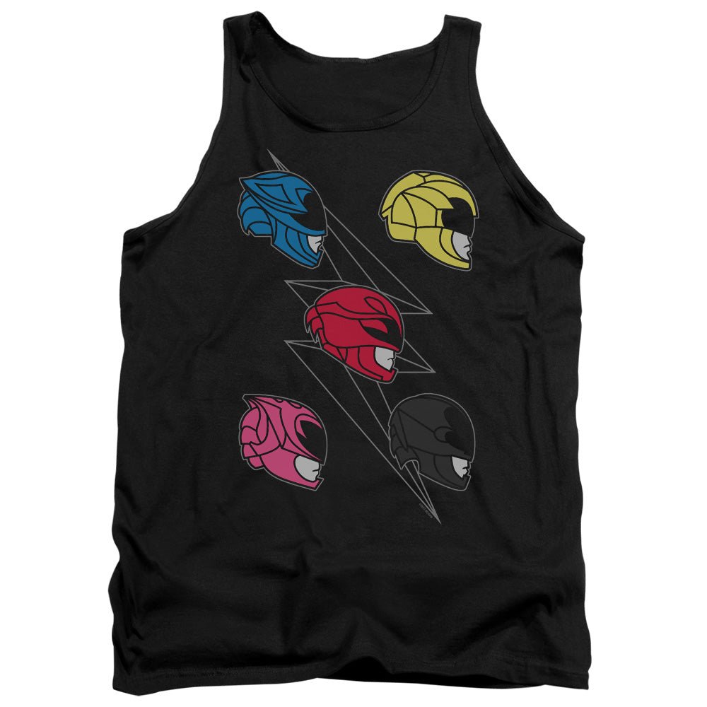Power Rangers Line Helmets Mens Tank Top Shirt Black Officially Licensed - POPvault