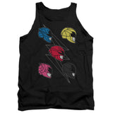 Power Rangers Line Helmets Mens Tank Top Shirt Black Officially Licensed - POPvault