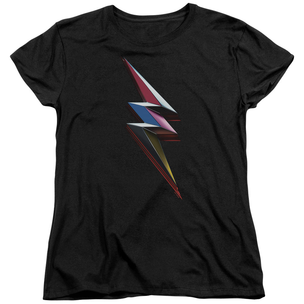 Power Rangers Movie Bolt Womens T Shirt Black Officially Licensed - POPvault