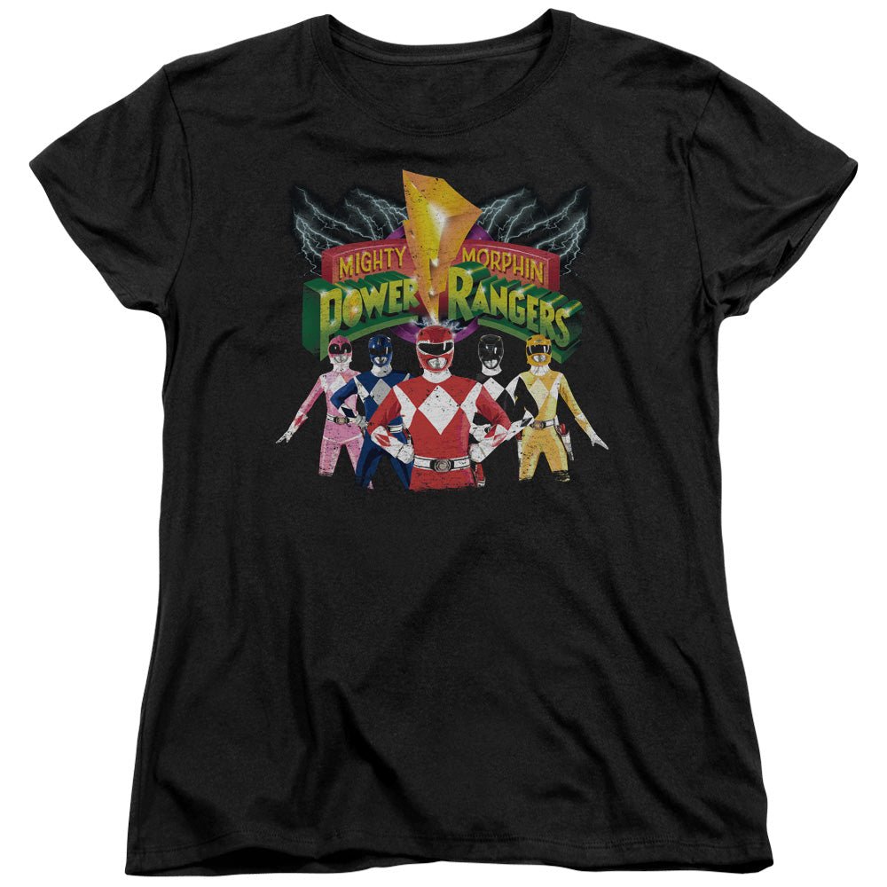 Power Rangers Rangers Unite Womens T Shirt Black Officially Licensed - POPvault