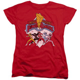 Power Rangers Retro Rangers Womens T Shirt Red Officially Licensed - POPvault
