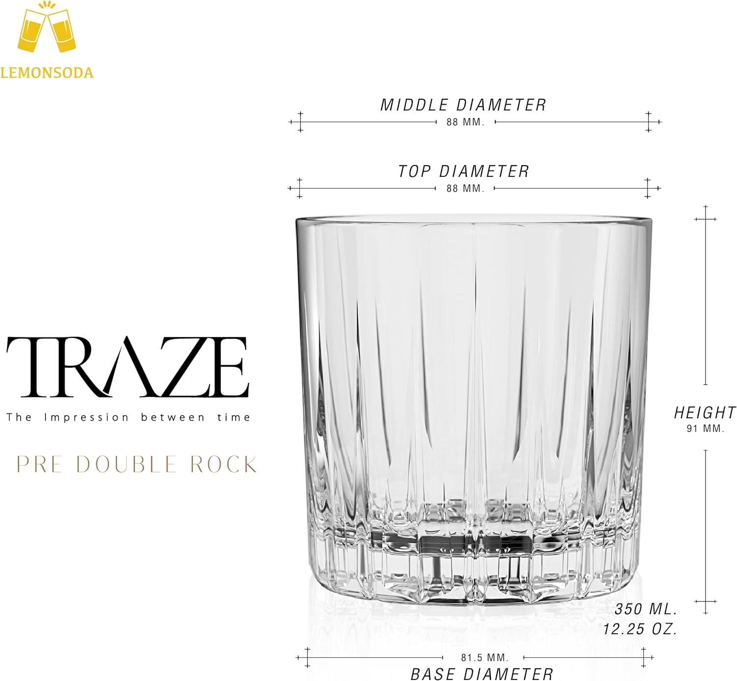 Premium Double Rocks Whiskey Glasses - Set of 6 Cocktail Glasses - 12oz - POPvault