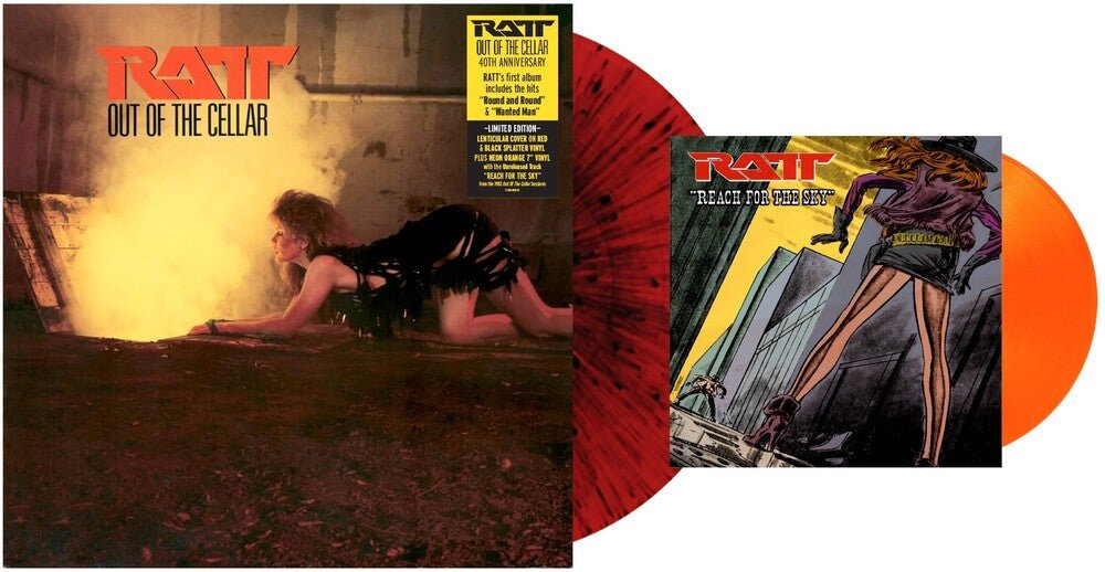 Ratt - Out Of The Cellar (40th Anniversary) [Red/Black Splatter LP/Neon Orange 7inch Single] Vinyl Record - POPvault