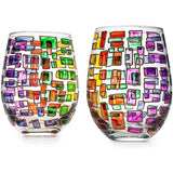 Renaissance Stained Glass Window Hand Painted Stemless Wine Glasses - POPvault