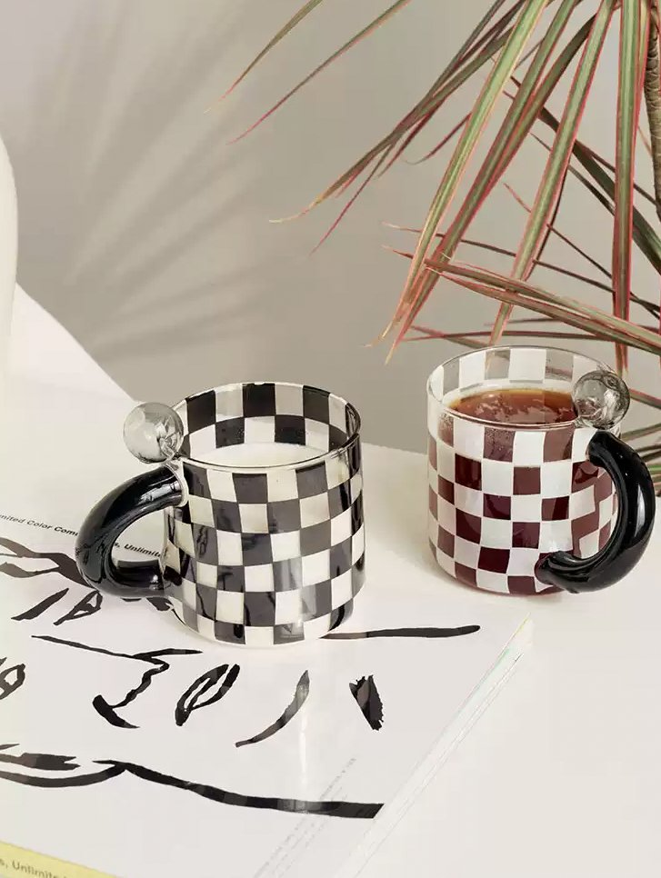 Retro Checkered Glass Dot Mug - POPvault