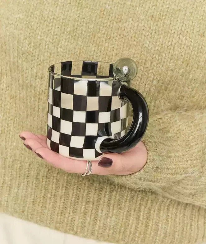 Retro Checkered Glass Dot Mug - POPvault