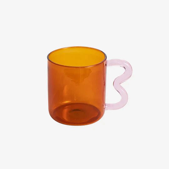 Retro Wavy Handle Glass Mug - POPvault