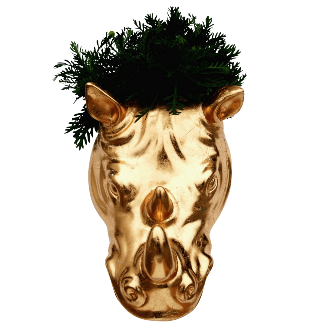 Rhino Shaped Gold Gilded Wall Planter - POPvault