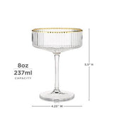 Ribbed Champagne or Martini Gold Rimmed Set of 2 - POPvault