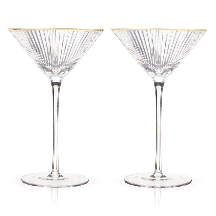 Ribbed Martini Gold Rim Glass Set of 2 - POPvault