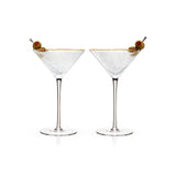 Ribbed Martini Gold Rim Glass Set of 2 - POPvault