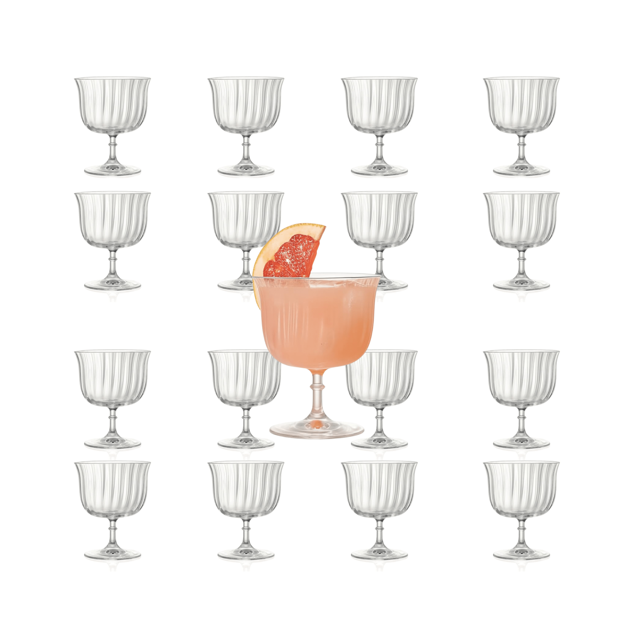 Rims Orient - Coupe Dessert/Paloma Ribbed Martini & Wine Glasses - (Lotus) - 9.25oz - POPvault