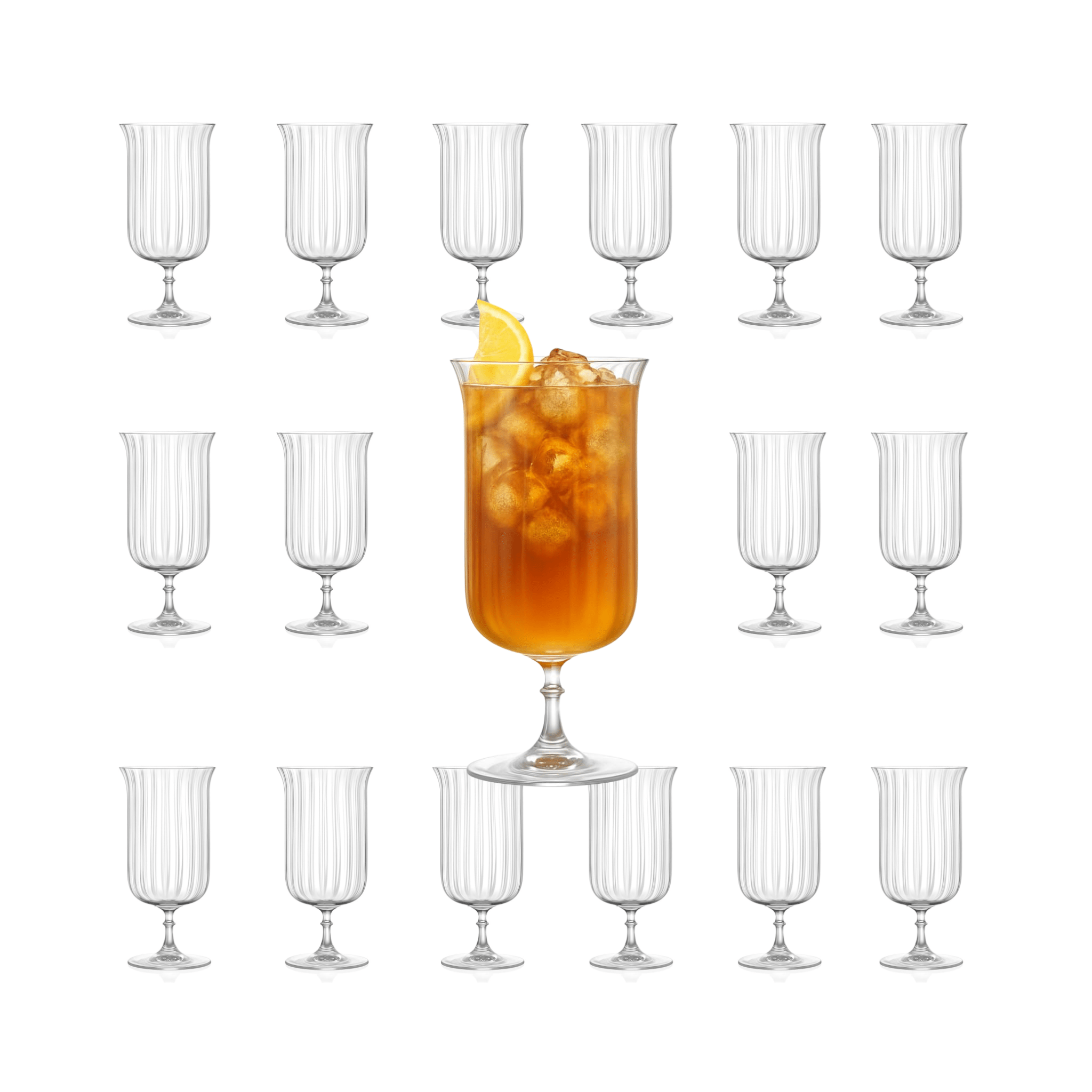Rims Orient - Coupe Gin Sour/Long Island Ribbed Cocktail Glasses - (Deco)(11.5oz / 340mL) - POPvault