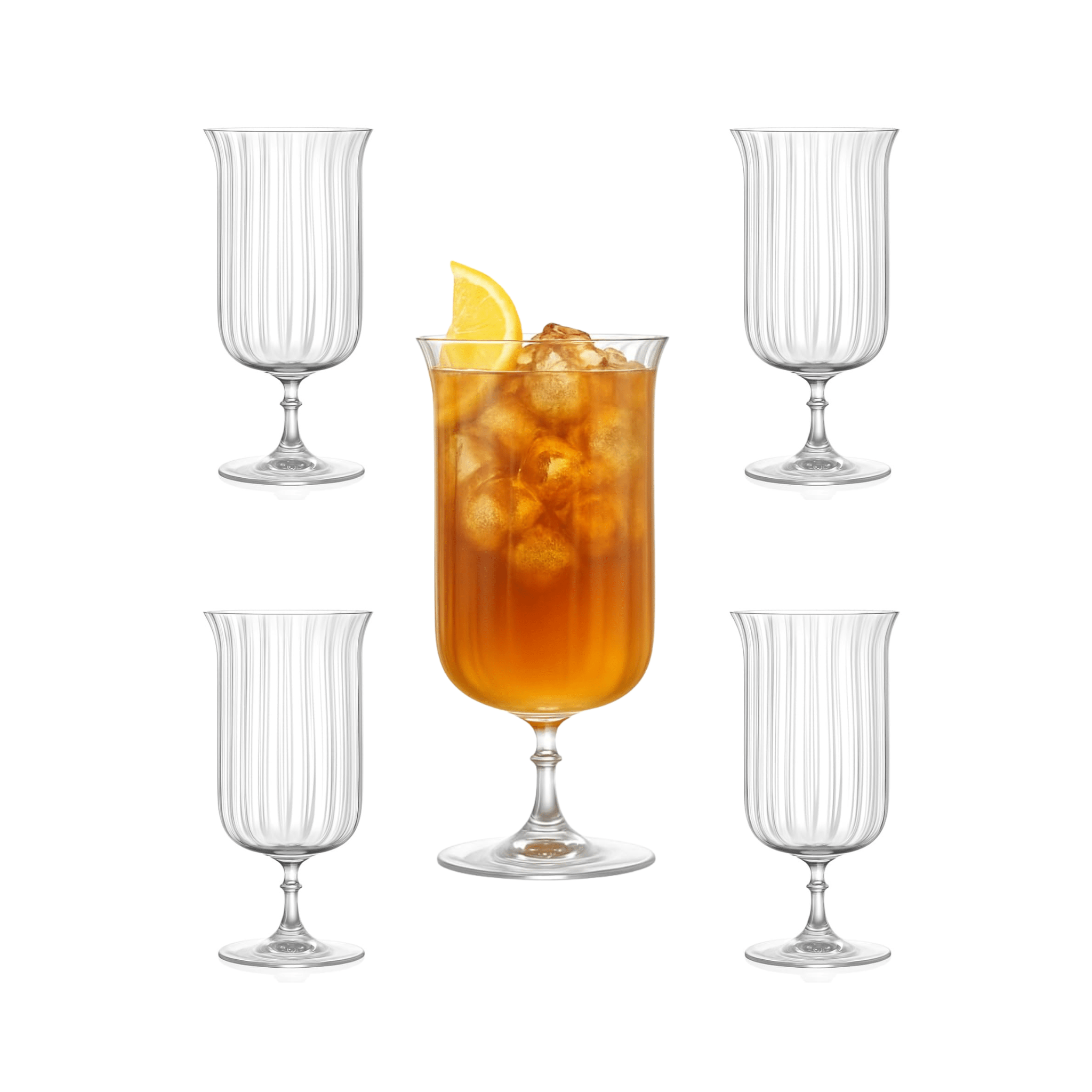 Rims Orient - Coupe Gin Sour/Long Island Ribbed Cocktail Glasses - (Deco)(11.5oz / 340mL) - POPvault