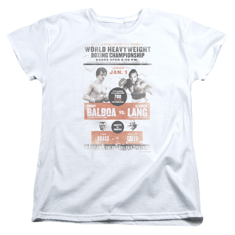 Rocky III VS Clubber Poster Womens T Shirt White Officially Licensed - POPvault
