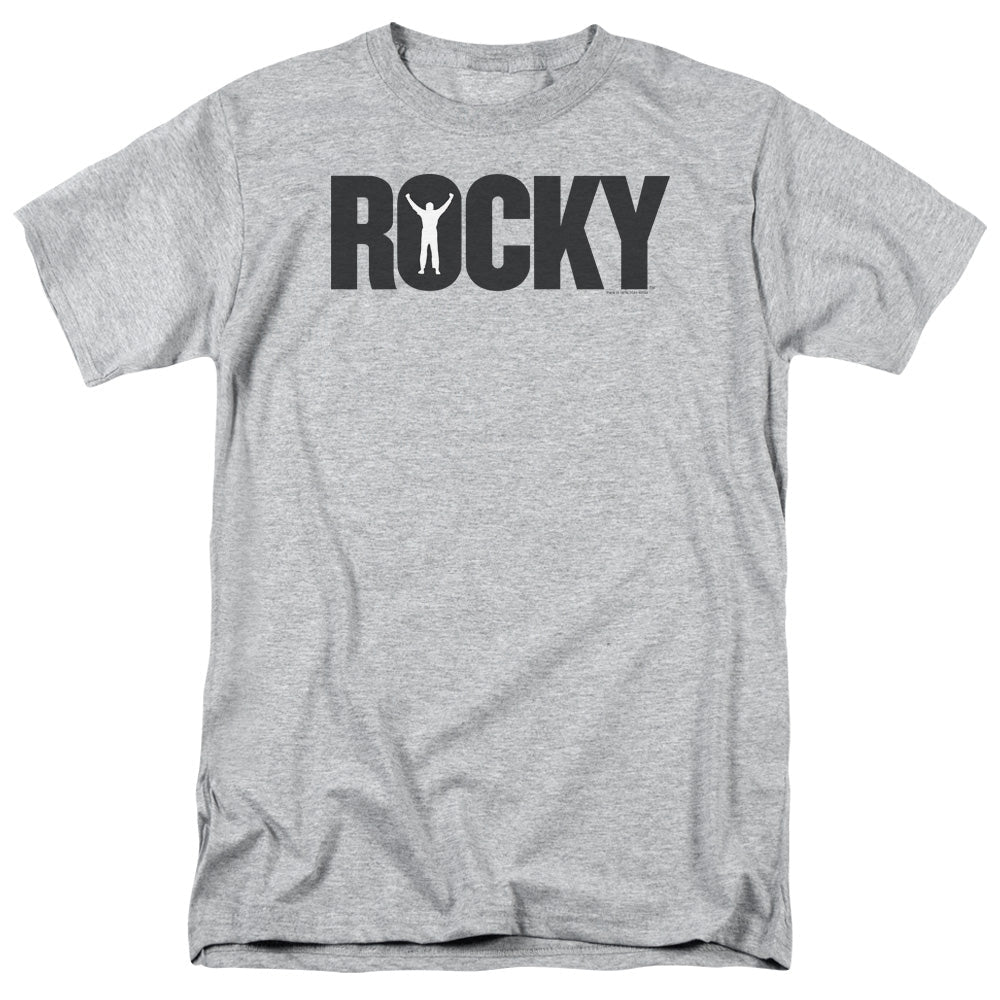 Rocky Logo Mens T Shirt Athletic Heather Officially Licensed - POPvault
