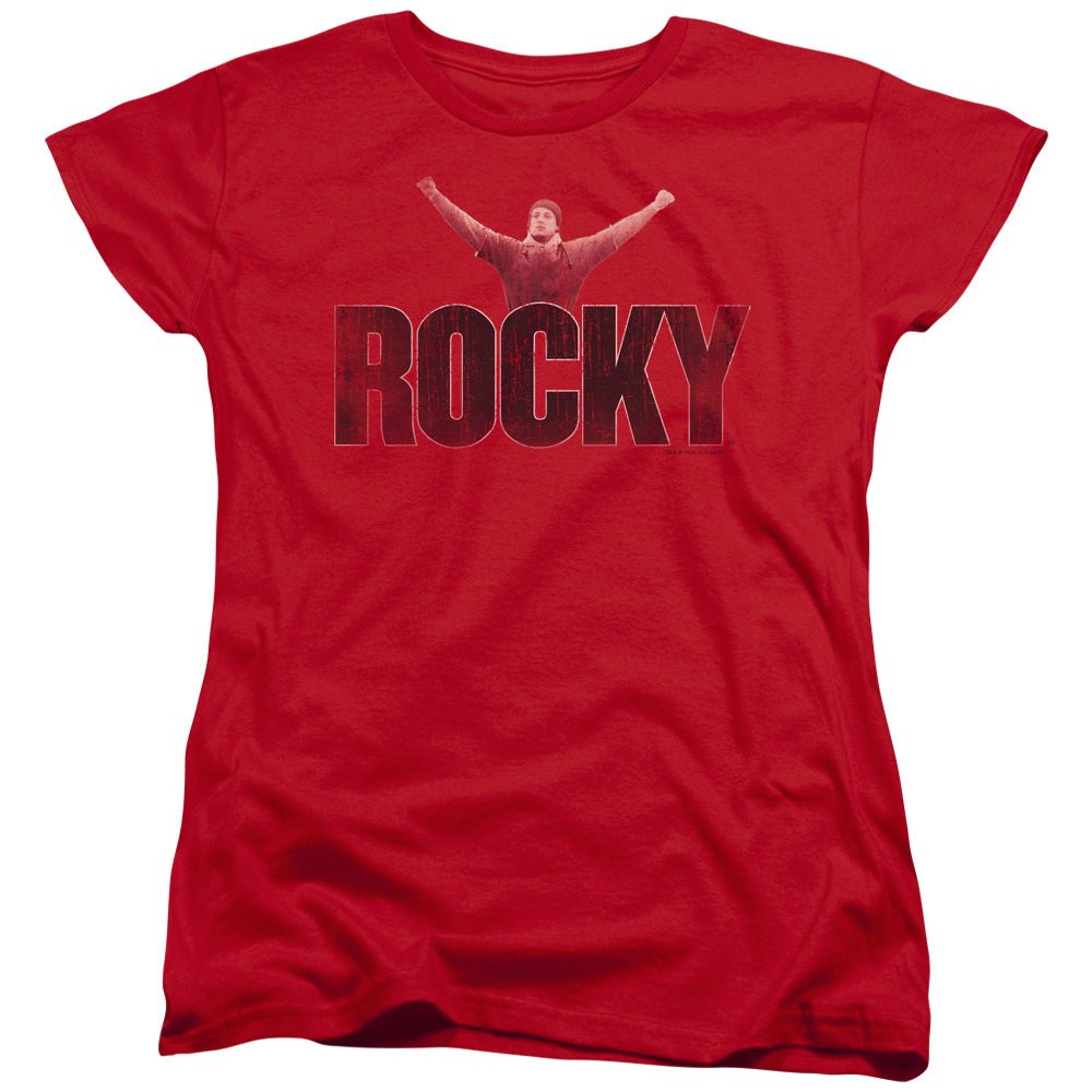 Rocky Victory Distressed Womens T Shirt Red Officially Licensed - POPvault