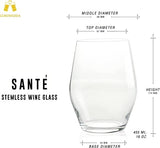 Sante Stemless Crystal Wine Glasses - 15oz - POPvault
