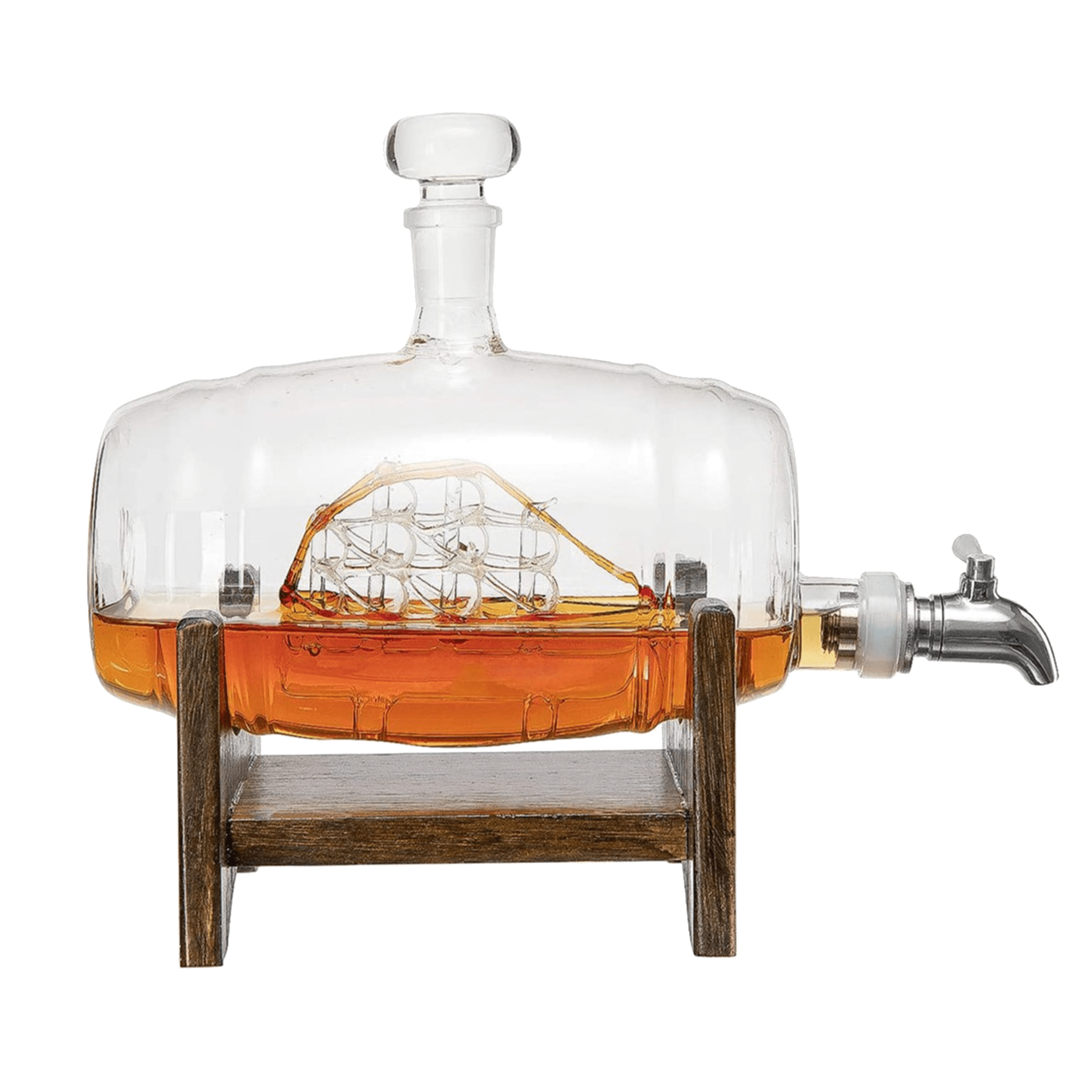 Ship in a Barrel Whiskey Decanter With Two 10 Oz. Glasses - POPvault