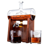 Ship In A Bottle Whiskey 1250 ml Decanter Set With 2 Whiskey Glasses - POPvault