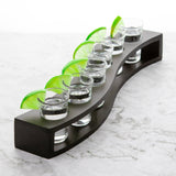Shot Glasses Set of 6 with Wood Layered Base - POPvault