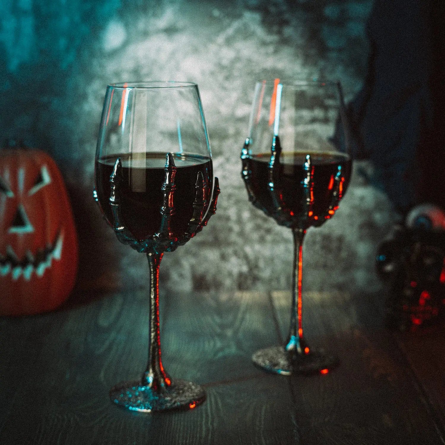 Skeleton Hand Stemmed 12 Oz. Wine Glasses (Set Of 2) - POPvault