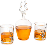 Stag Antler 750 ml Whiskey Decanter Set With 2 Stag 12 Oz. Glasses - POPvault