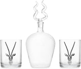 Stag Antler 750 ml Whiskey Decanter Set With 2 Stag 12 Oz. Glasses - POPvault