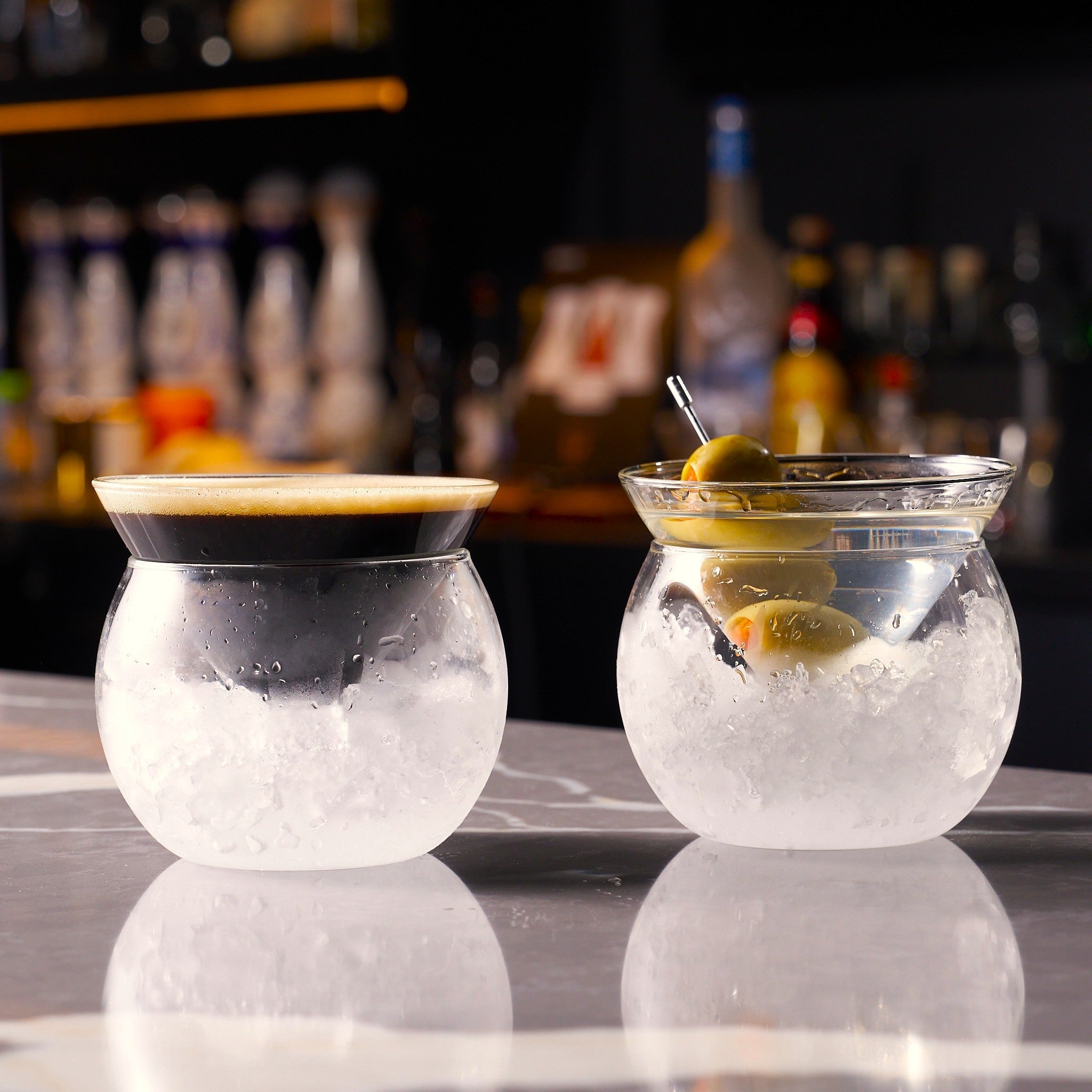 Stemless Martini Glasses With Chiller 5.5oz - (Set of 2 or 4) - POPvault
