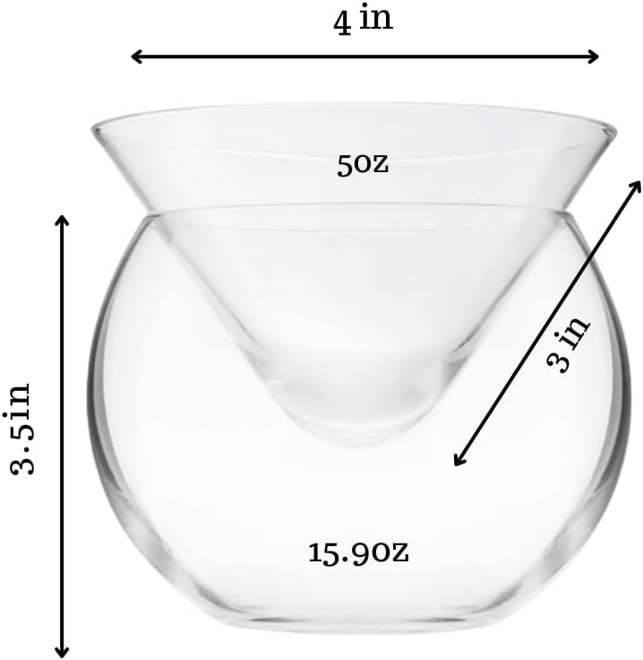 Stemless Martini Glasses With Chiller 5.5oz - (Set of 2 or 4) - POPvault