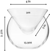Stemless Martini Glasses With Chiller 5.5oz - (Set of 2 or 4) - POPvault